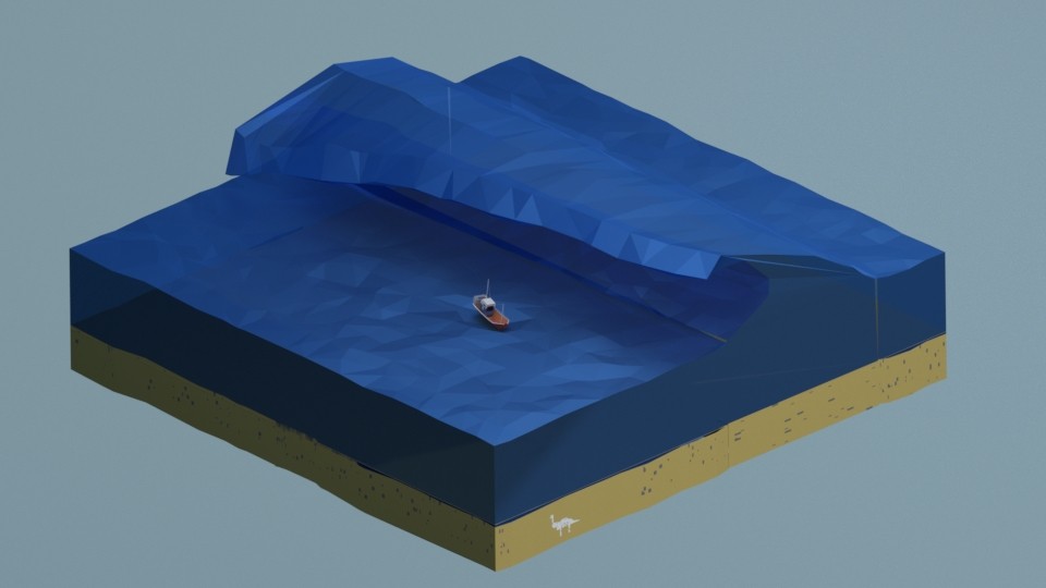 BOAT AND WAVE LOW POLY preview image 1